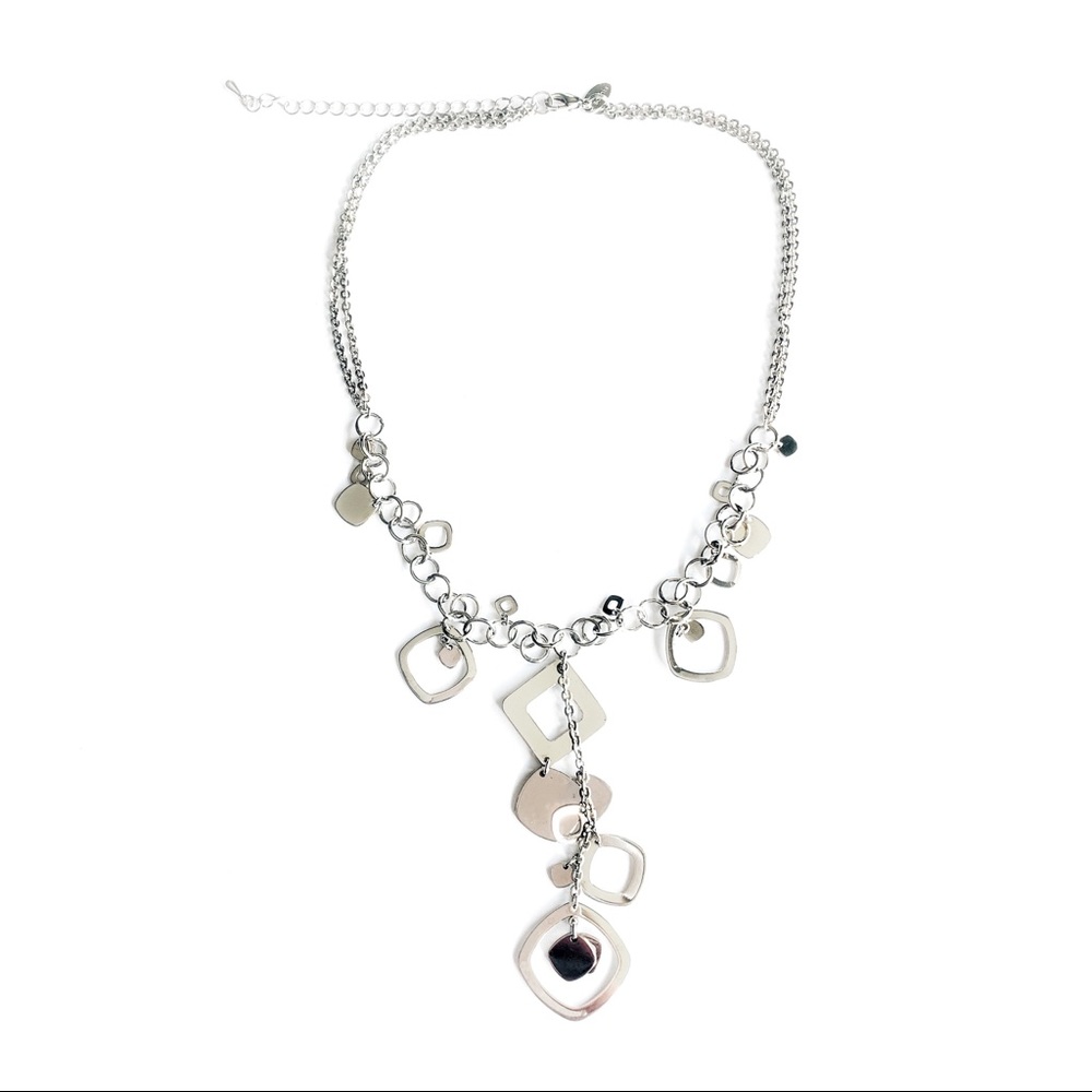 Lia Sophia Silver Square Charm Necklace